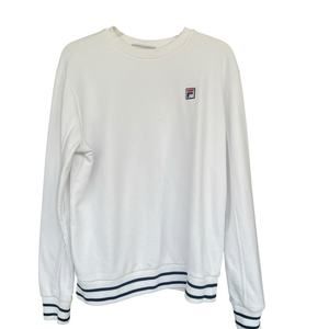 Fila Sweater Mens Large Logo Y2K Crewneck Sweatshirt Athleisure White